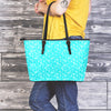 Turquoise Paisley Bandana Print Leather Tote Bag-grizzshop