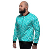 Turquoise Paisley Bandana Print Men's Bomber Jacket-grizzshop