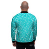 Turquoise Paisley Bandana Print Men's Bomber Jacket-grizzshop