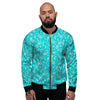 Turquoise Paisley Bandana Print Men's Bomber Jacket-grizzshop