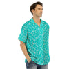 Turquoise Paisley Bandana Print Men’s Hawaiian Shirt-grizzshop