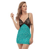 Turquoise Paisley Bandana Print Women's Sexy Night Dress-grizzshop