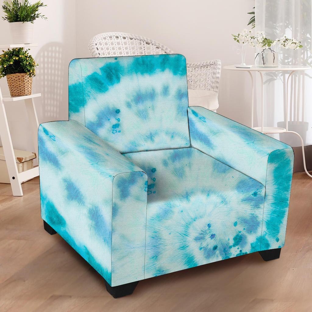 Turquoise Tie Dye Armchair Cover-grizzshop