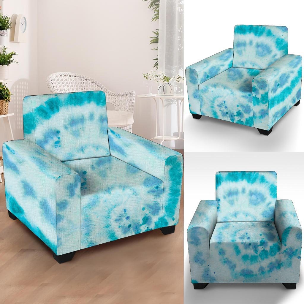 Turquoise Tie Dye Armchair Cover-grizzshop