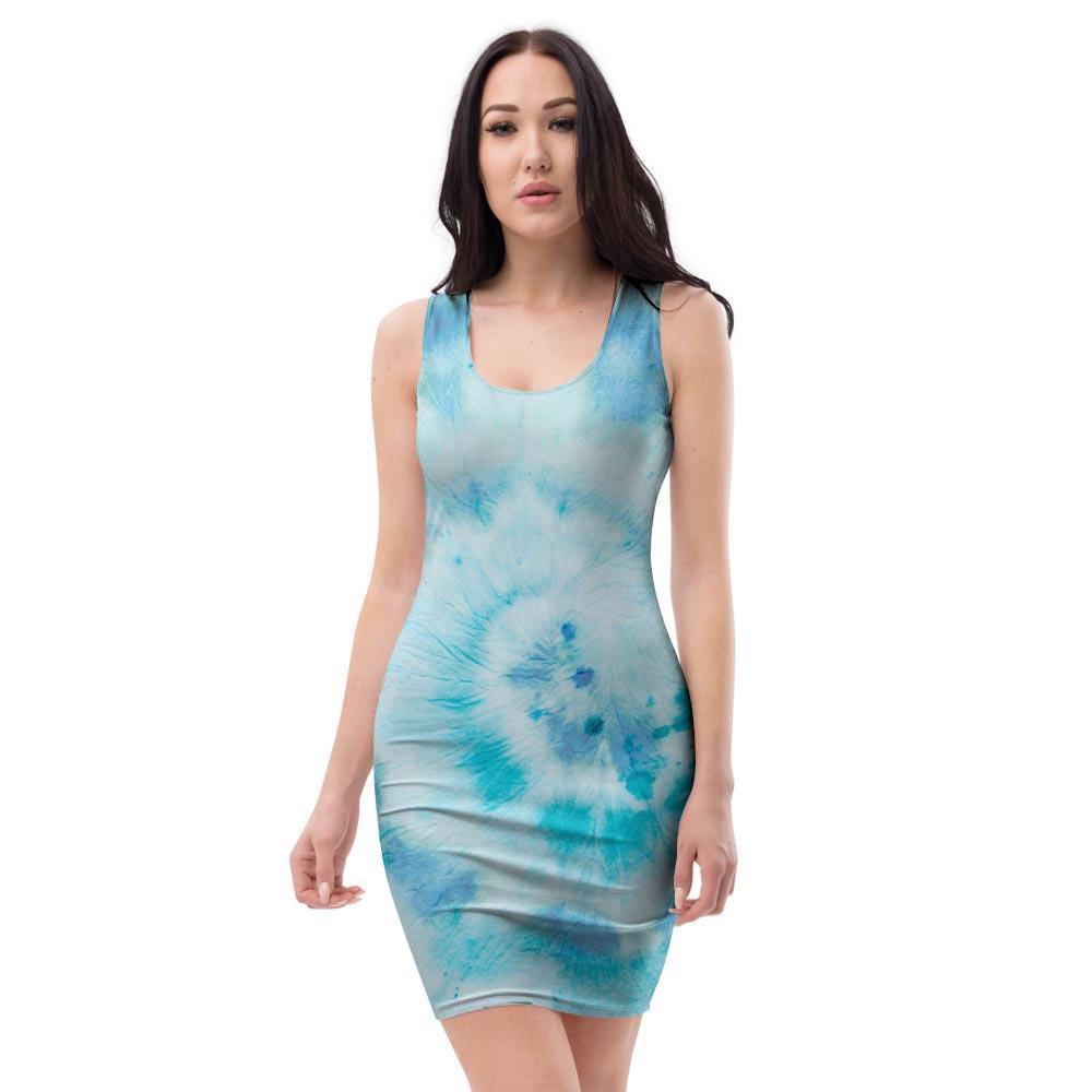 Turquoise Tie Dye Bodycon Dress-grizzshop