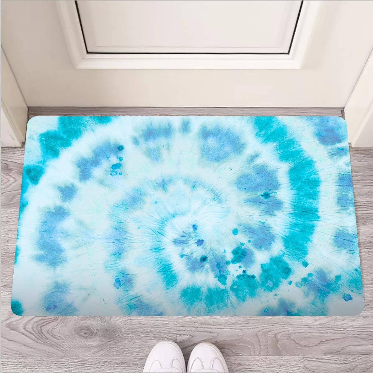 Turquoise Tie Dye Door Mat-grizzshop