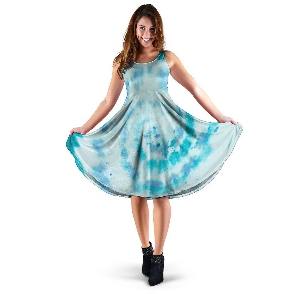 Turquoise Tie Dye Dress-grizzshop