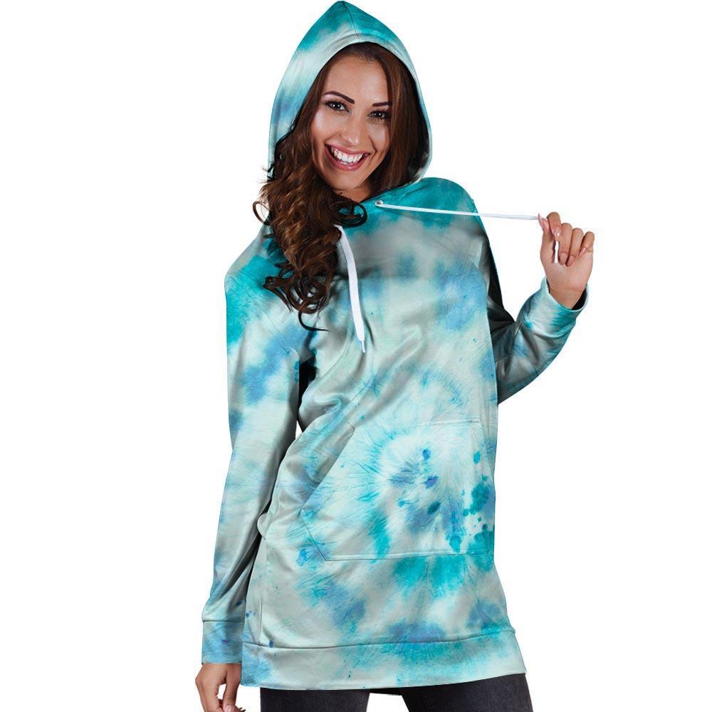 Turquoise Tie Dye Hoodie Dress-grizzshop