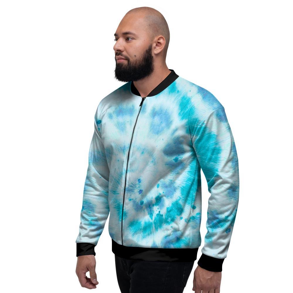 Turquoise Tie Dye Men's Bomber Jacket-grizzshop