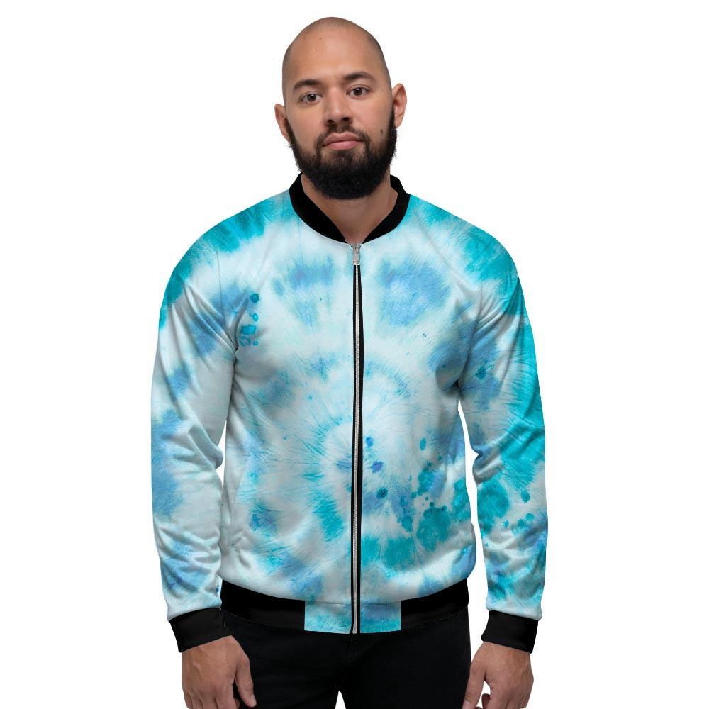 Turquoise Tie Dye Men's Bomber Jacket-grizzshop