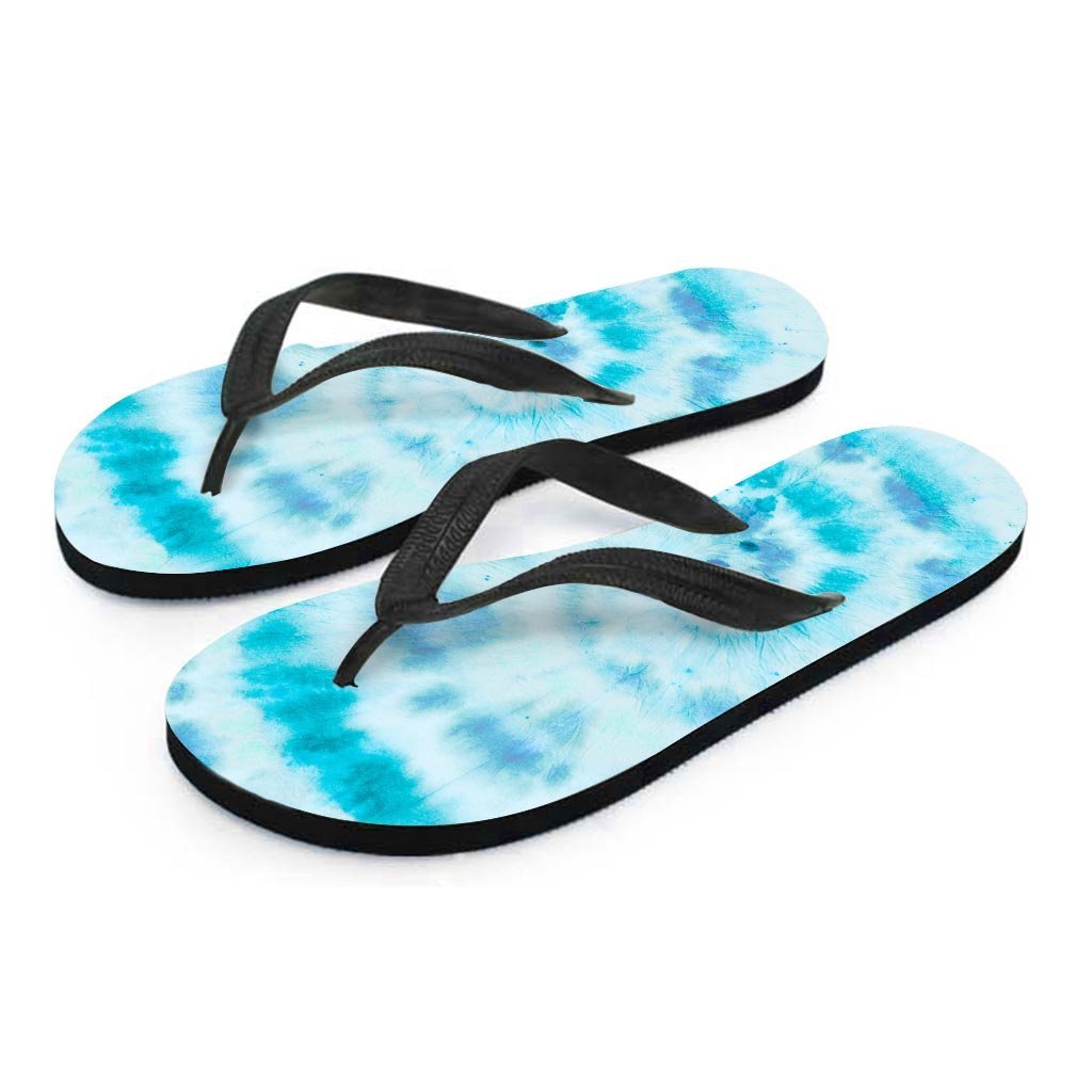 Turquoise Tie Dye Men's Flip Flops-grizzshop