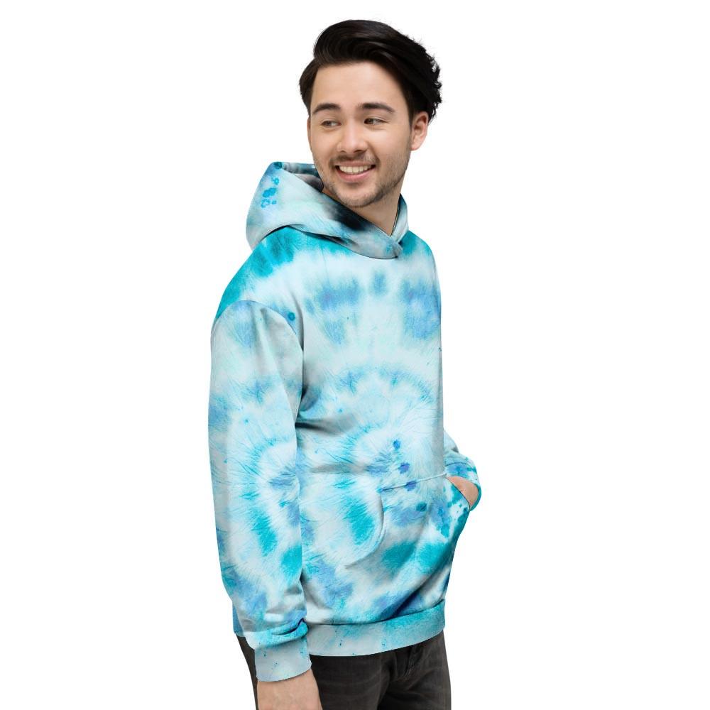Turquoise Tie Dye Men's Hoodie-grizzshop