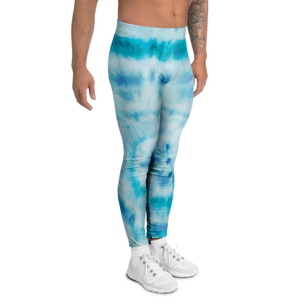 Turquoise Tie Dye Men's Leggings-grizzshop