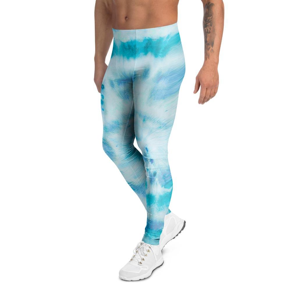 Turquoise Tie Dye Men's Leggings-grizzshop