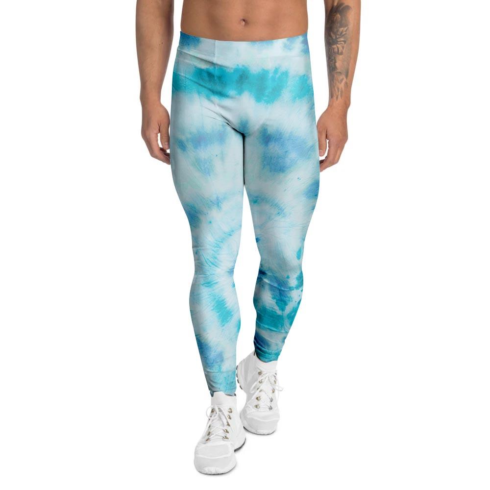 Turquoise Tie Dye Men's Leggings-grizzshop