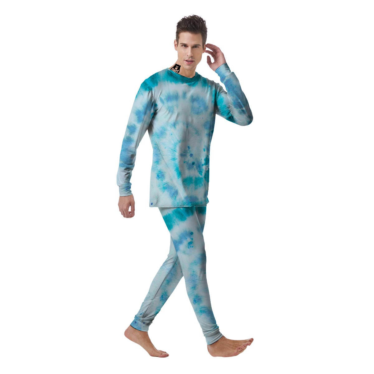 Turquoise Tie Dye Men's Pajamas-grizzshop