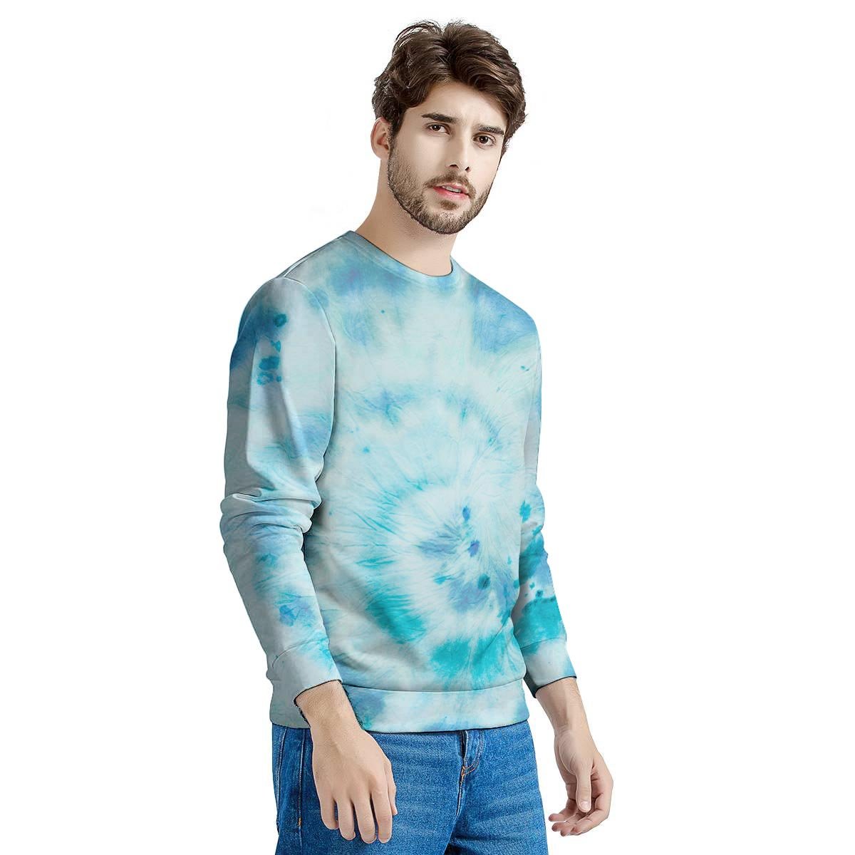 Turquoise Tie Dye Men's Sweatshirt-grizzshop