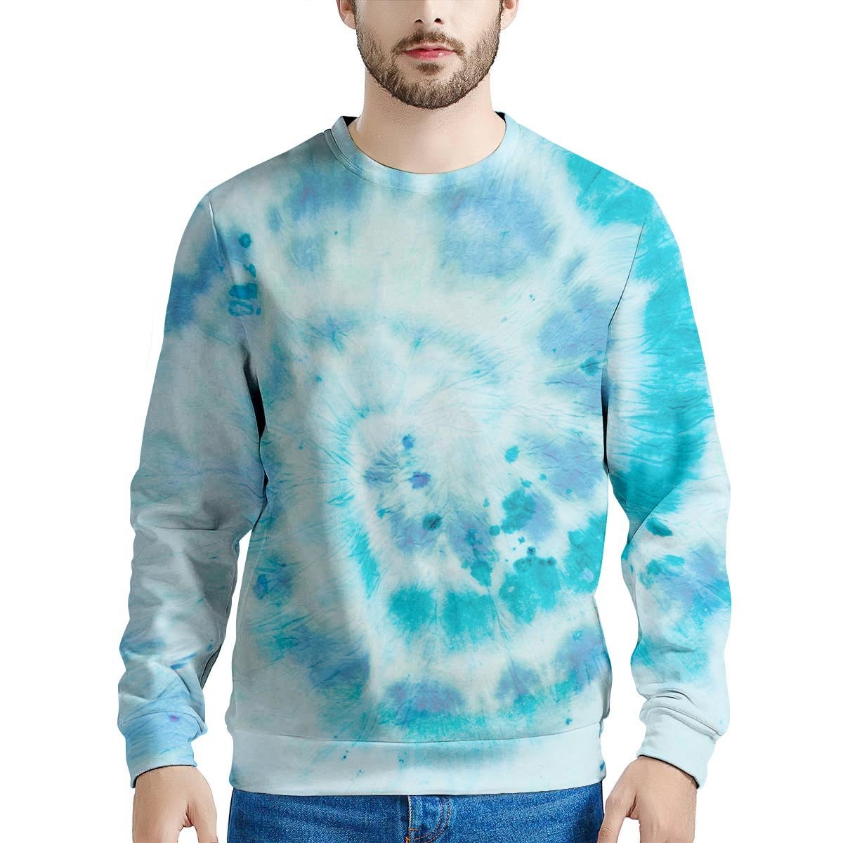 Turquoise Tie Dye Men's Sweatshirt-grizzshop