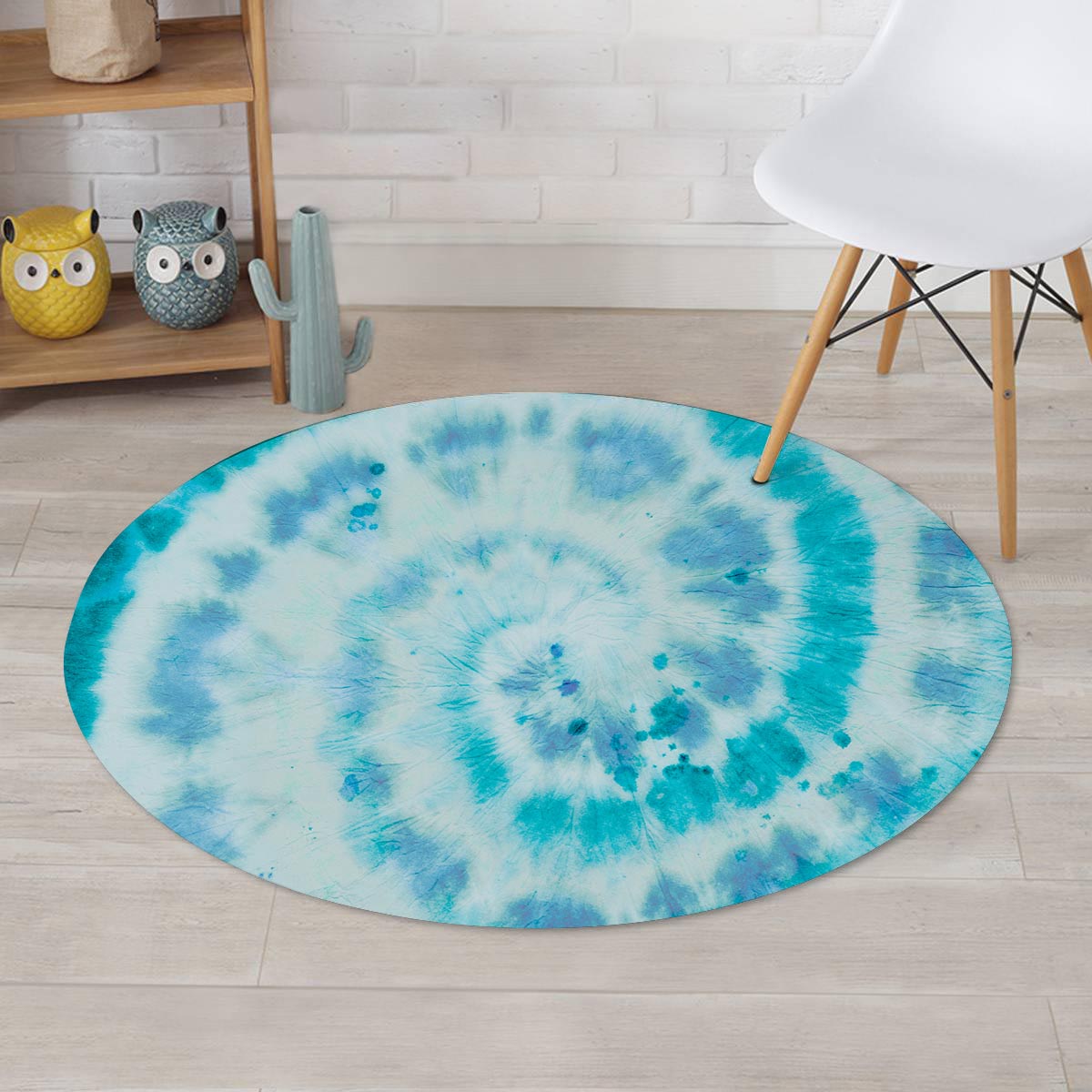 Turquoise Tie Dye Round Rug-grizzshop