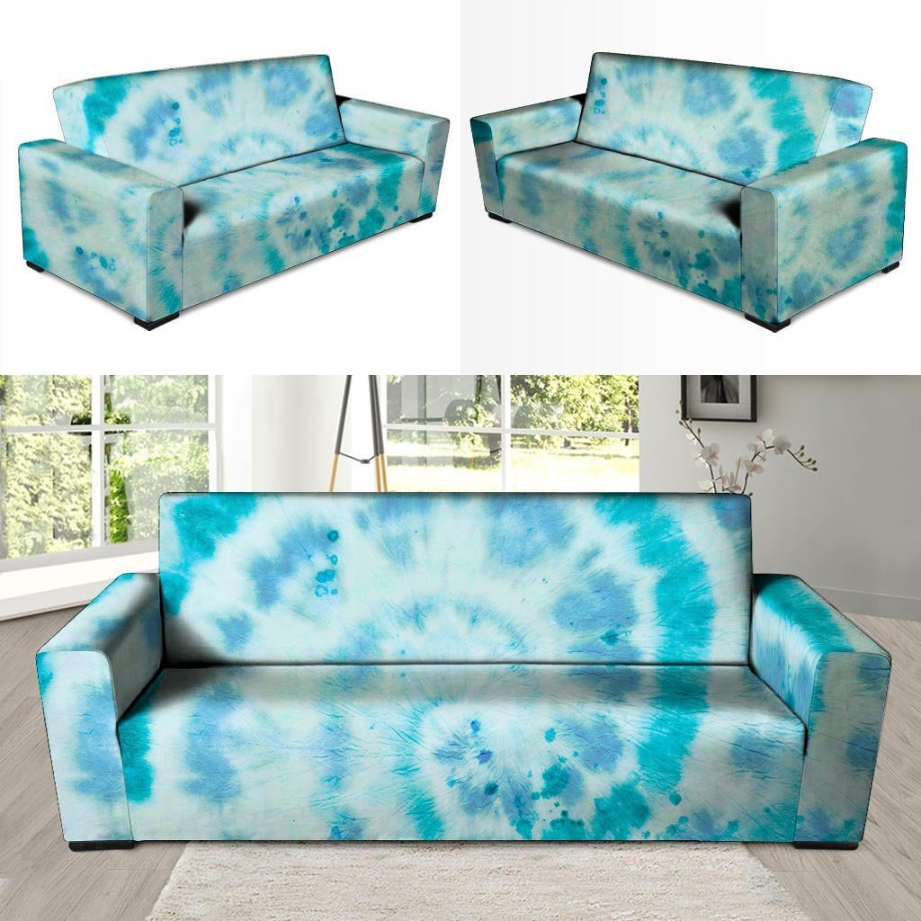 Turquoise Tie Dye Sofa Cover-grizzshop