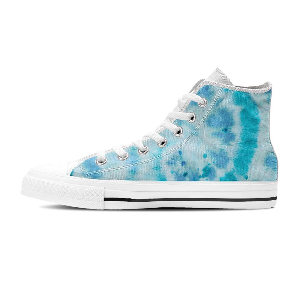 Turquoise Tie Dye Women's High Top Shoes-grizzshop