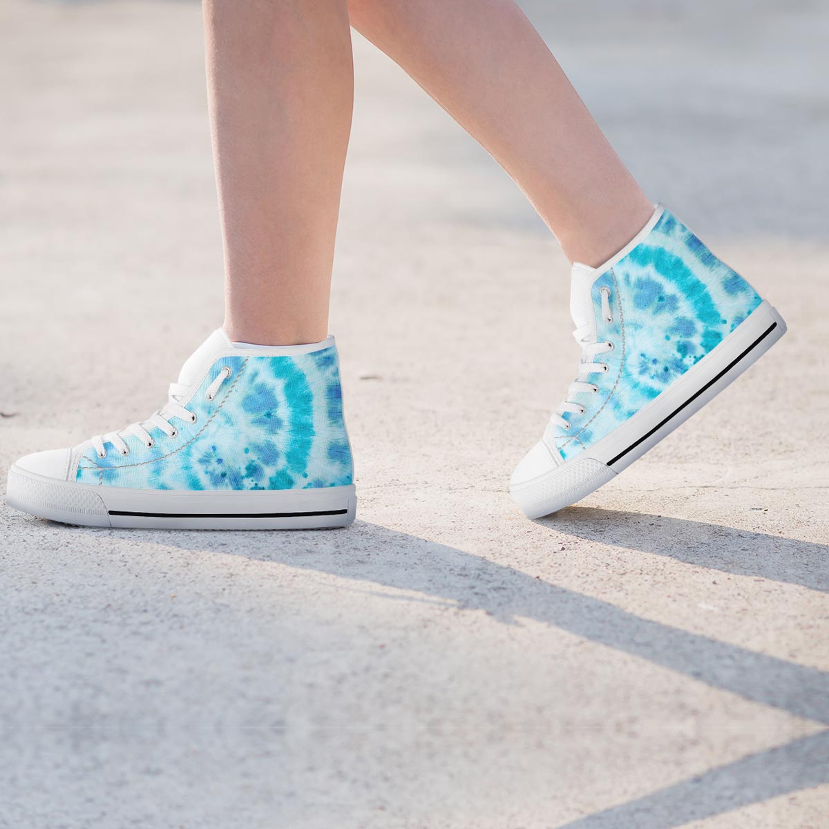 Turquoise Tie Dye Women's High Top Shoes-grizzshop