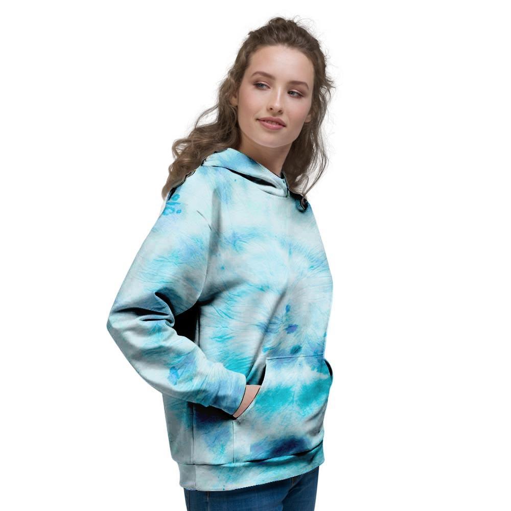 Turquoise Tie Dye Women's Hoodie-grizzshop