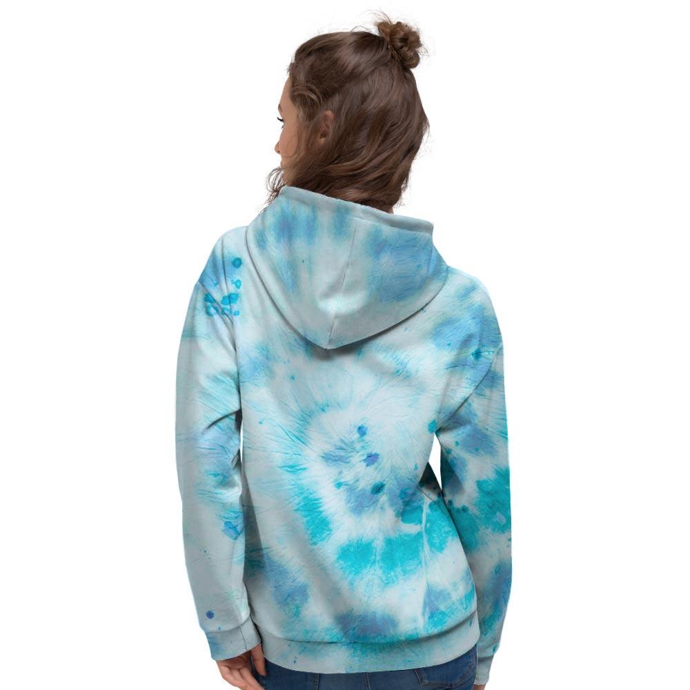 Turquoise Tie Dye Women's Hoodie-grizzshop