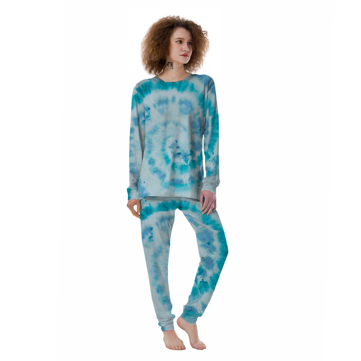 Turquoise Tie Dye Women's Pajamas-grizzshop