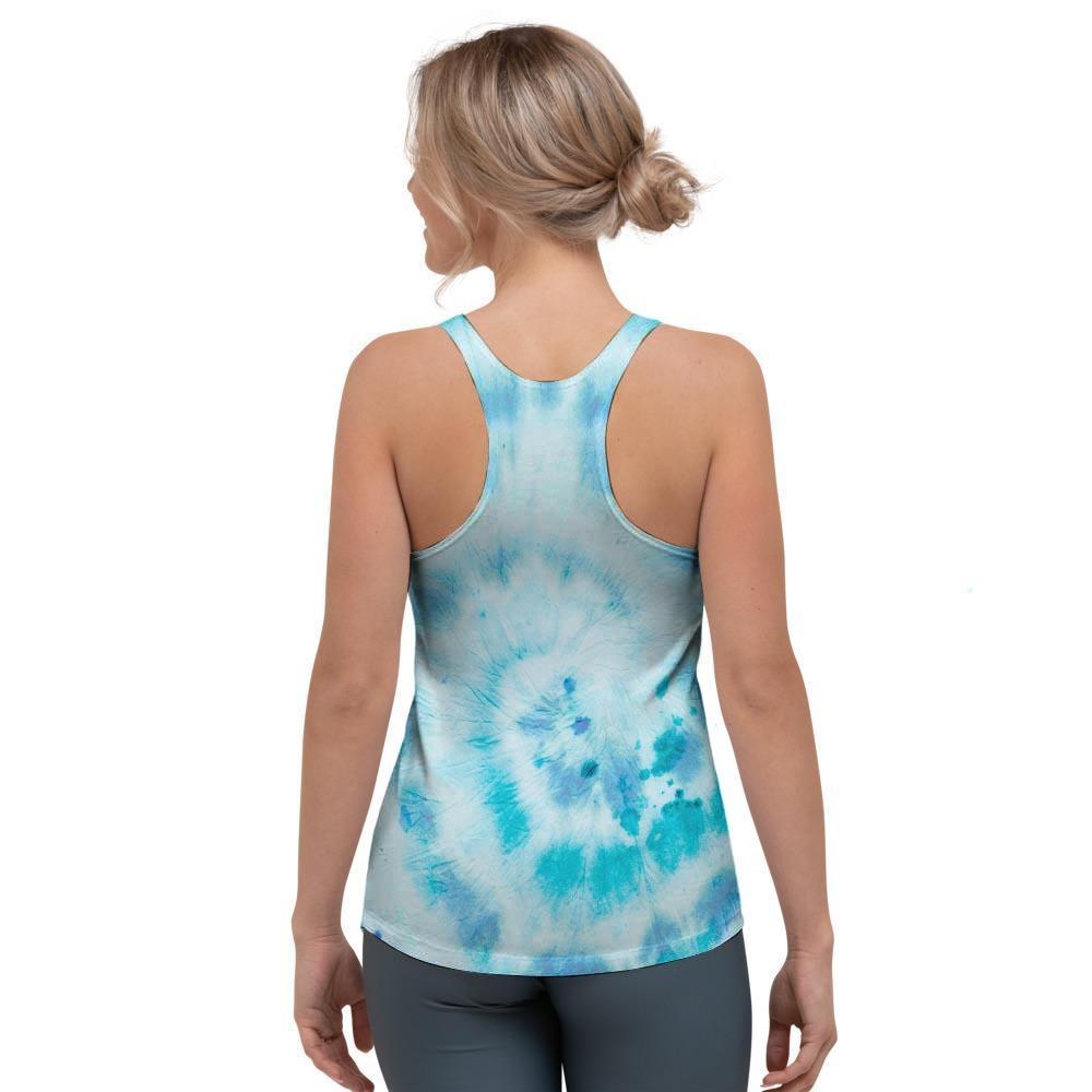 Turquoise Tie Dye Women's Racerback Tank Top-grizzshop