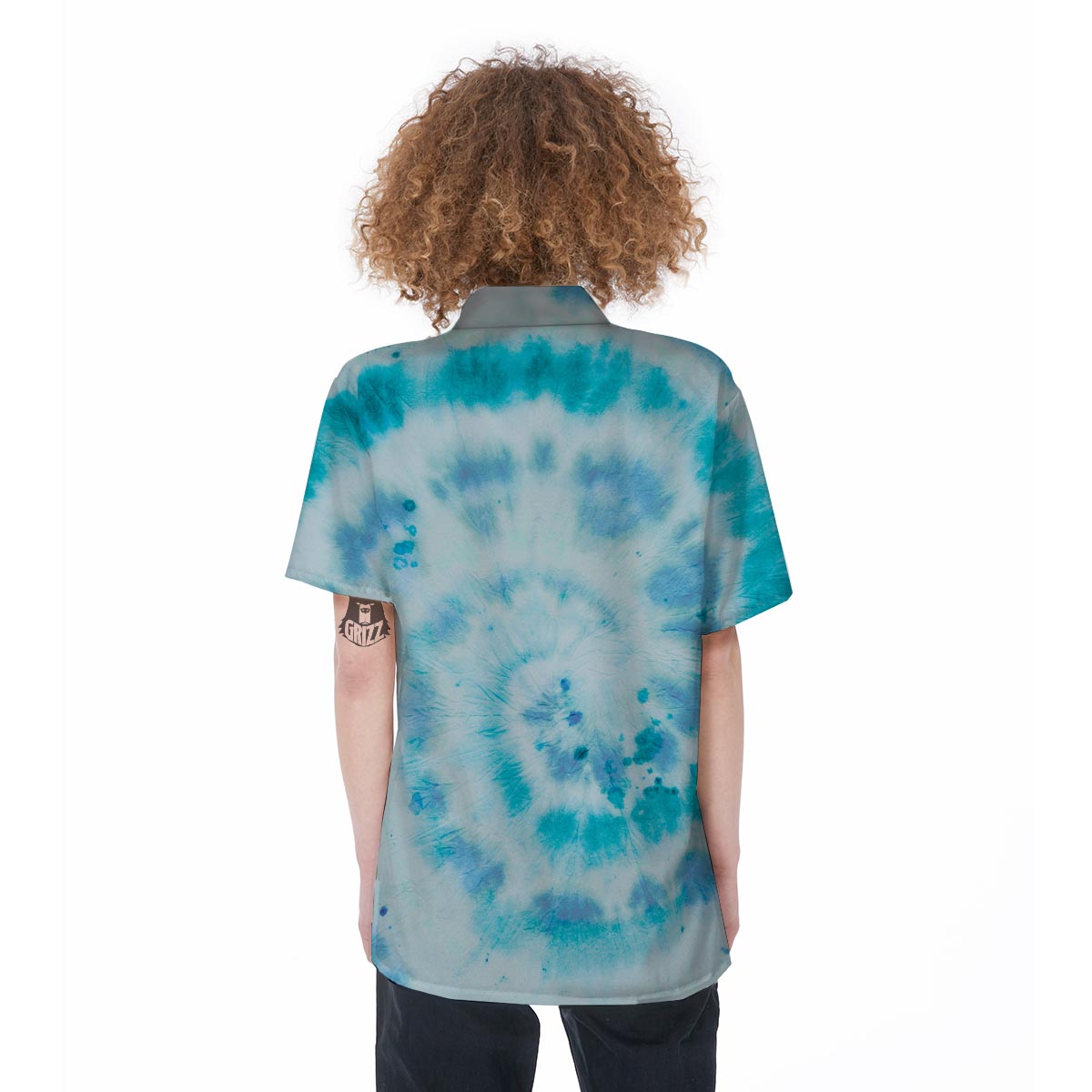 Turquoise Tie Dye Women's Short Sleeve Shirts-grizzshop
