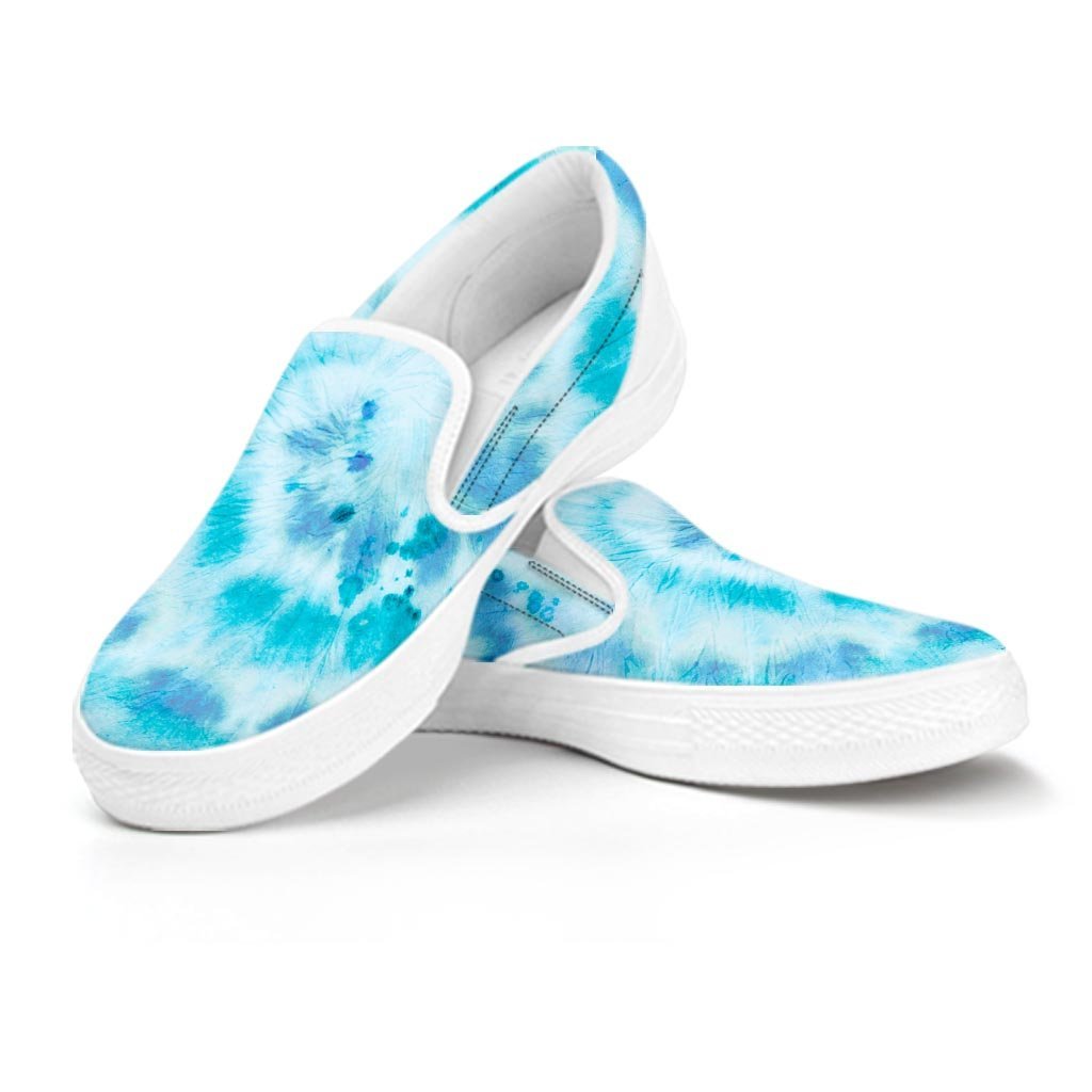Turquoise Tie Dye Women's Slip On Sneakers-grizzshop