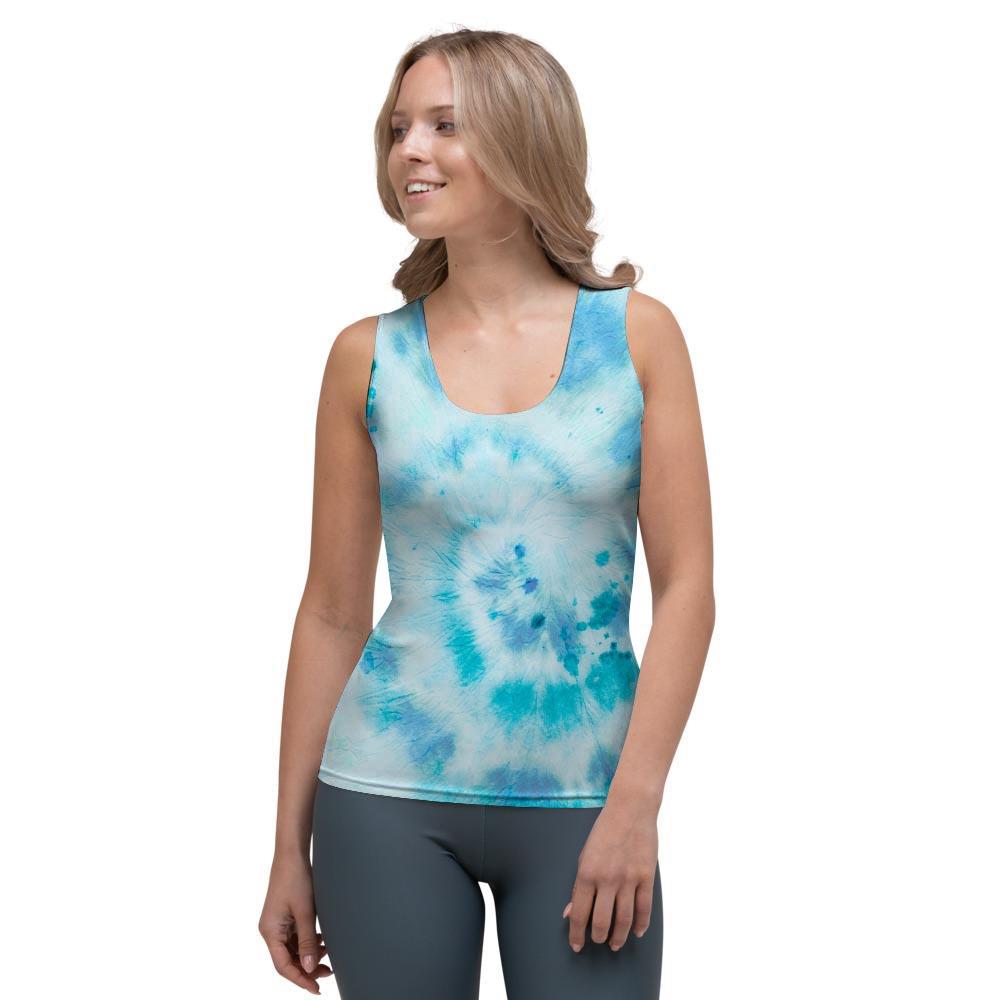 Turquoise Tie Dye Women's Tank Top-grizzshop