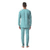 Turquoise Wave Striped Print Men's Pajamas-grizzshop