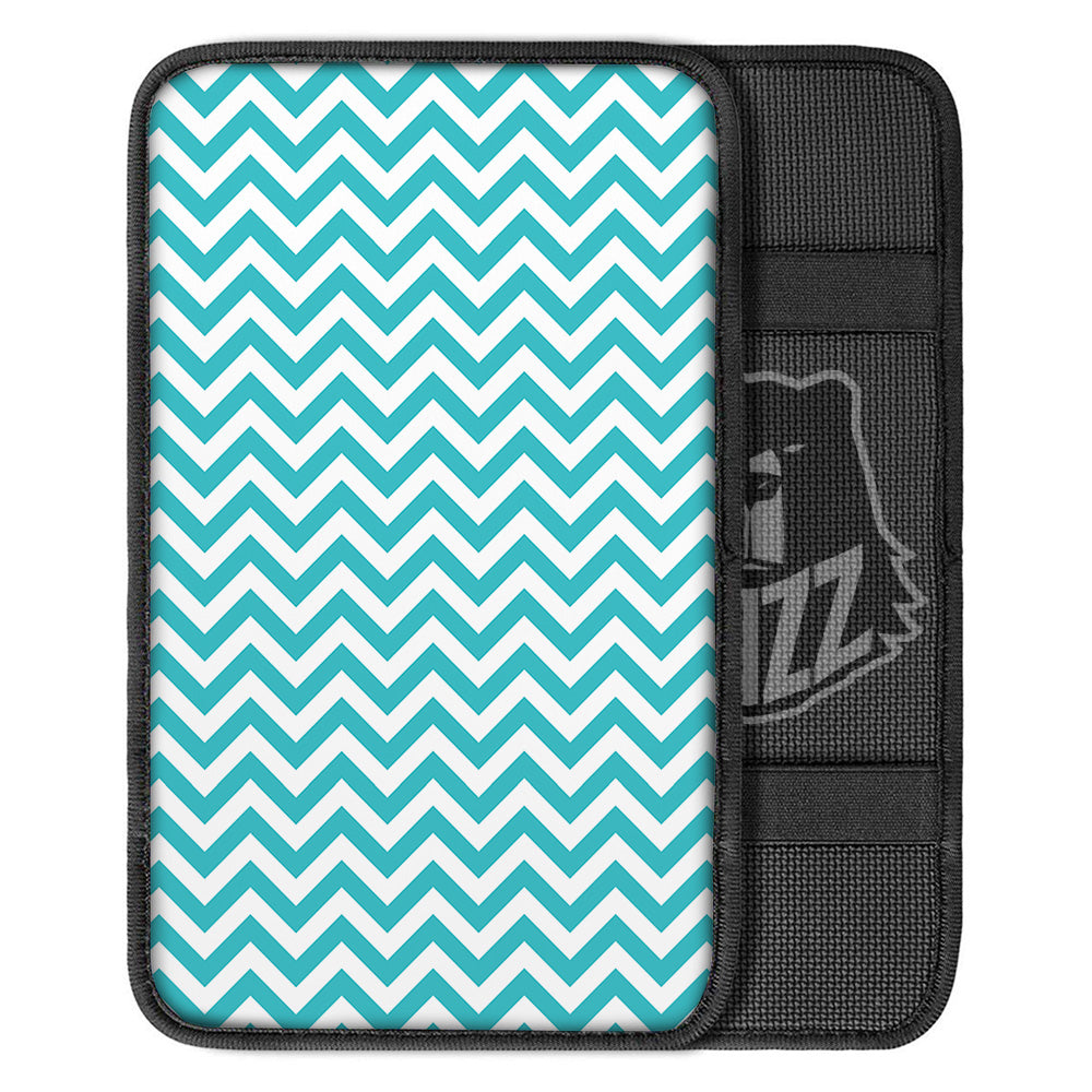 Turquoise Zigzag Print Pattern Car Center Console Cover-grizzshop
