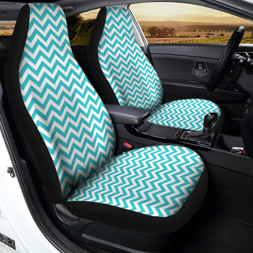 Turquoise Zigzag Print Pattern Car Seat Covers-grizzshop