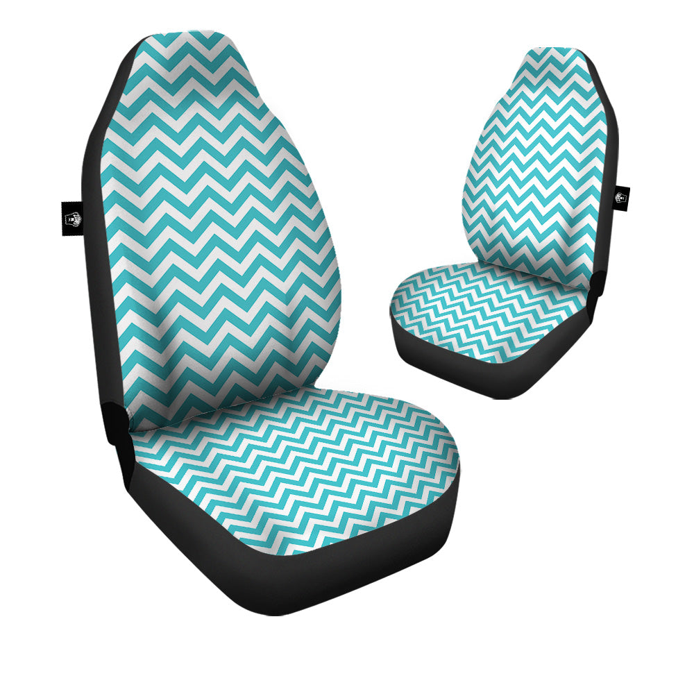 Turquoise Zigzag Print Pattern Car Seat Covers-grizzshop
