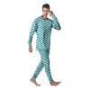 Turquoise Zigzag Print Pattern Men's Pajamas-grizzshop