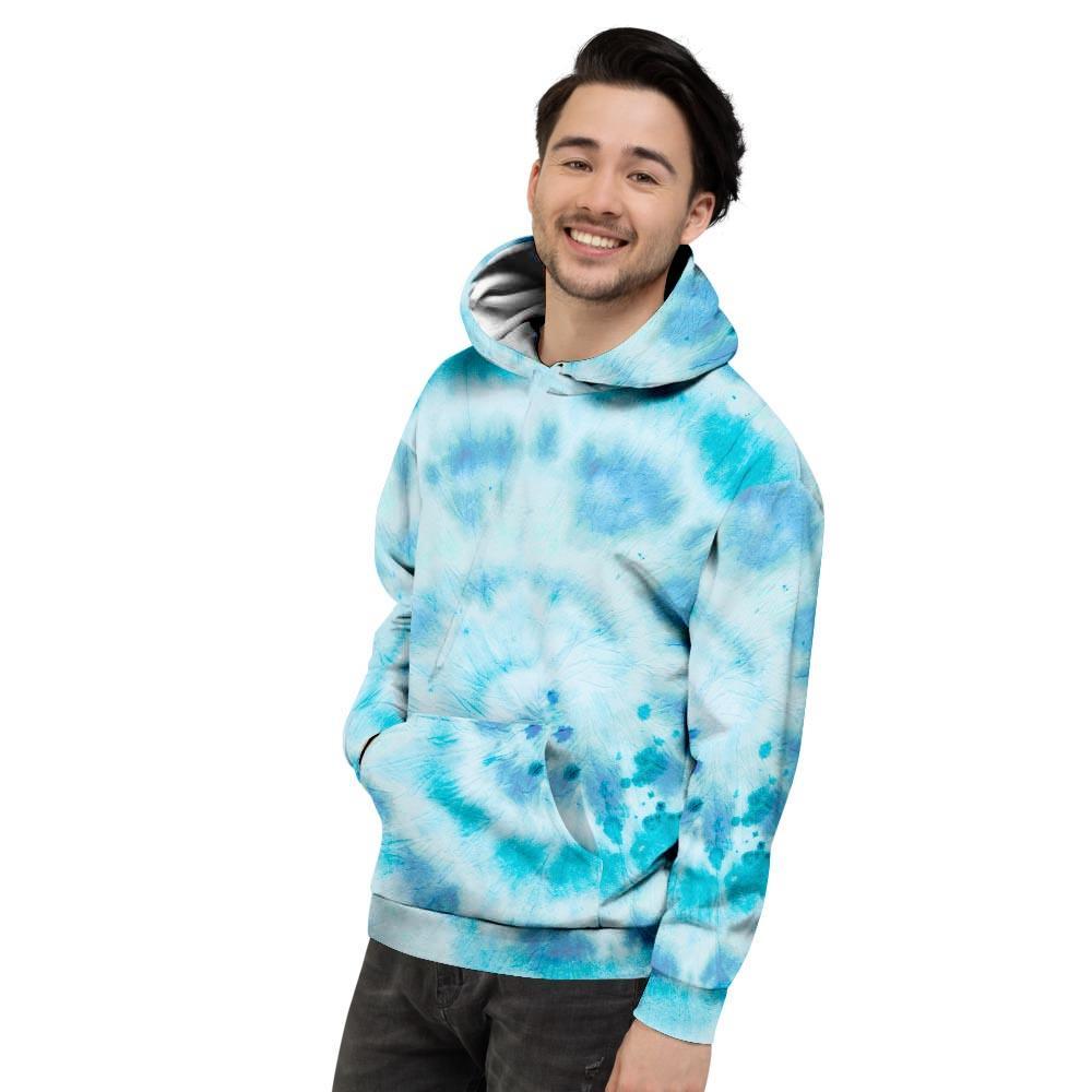Turquoise Tie Dye Men's Hoodie-grizzshop
