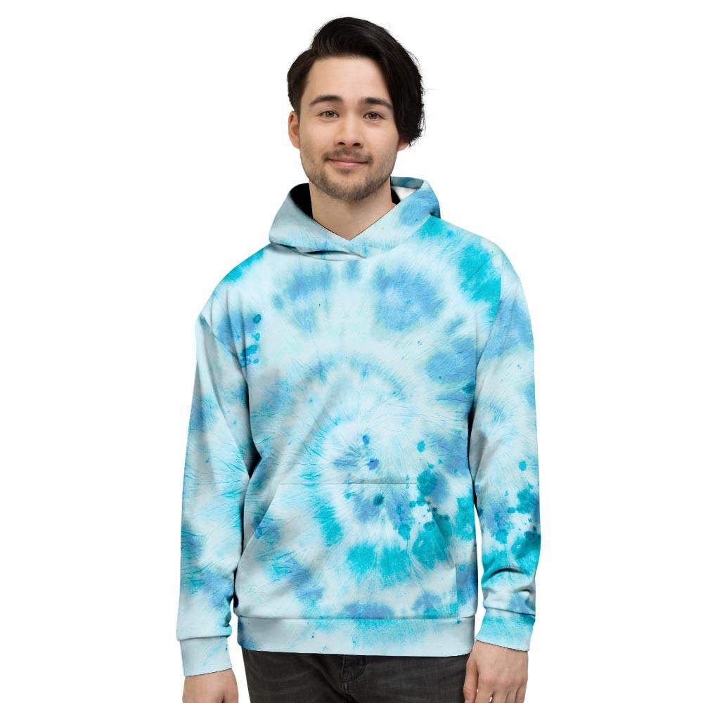 Turquoise Tie Dye Men's Hoodie-grizzshop