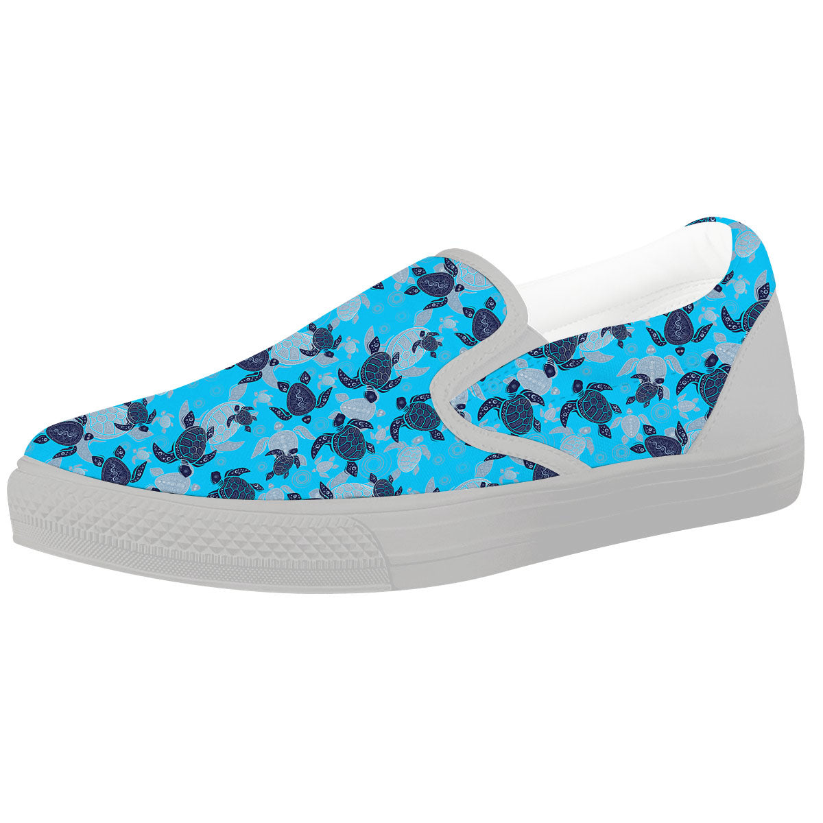 Turtle Blue Sea Print Pattern White Slip On Shoes-grizzshop