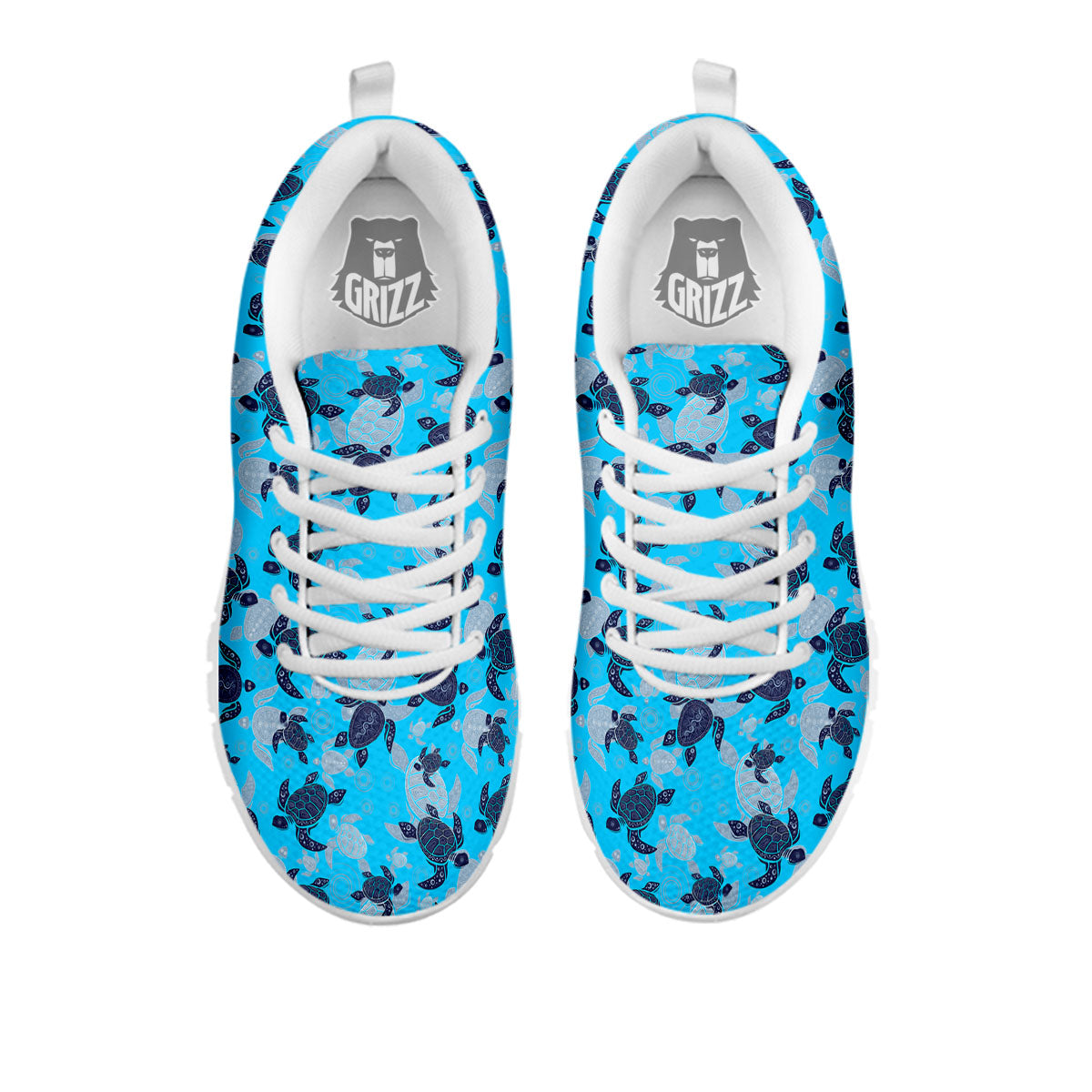 Turtle Blue Sea Print Pattern White Sneaker-grizzshop