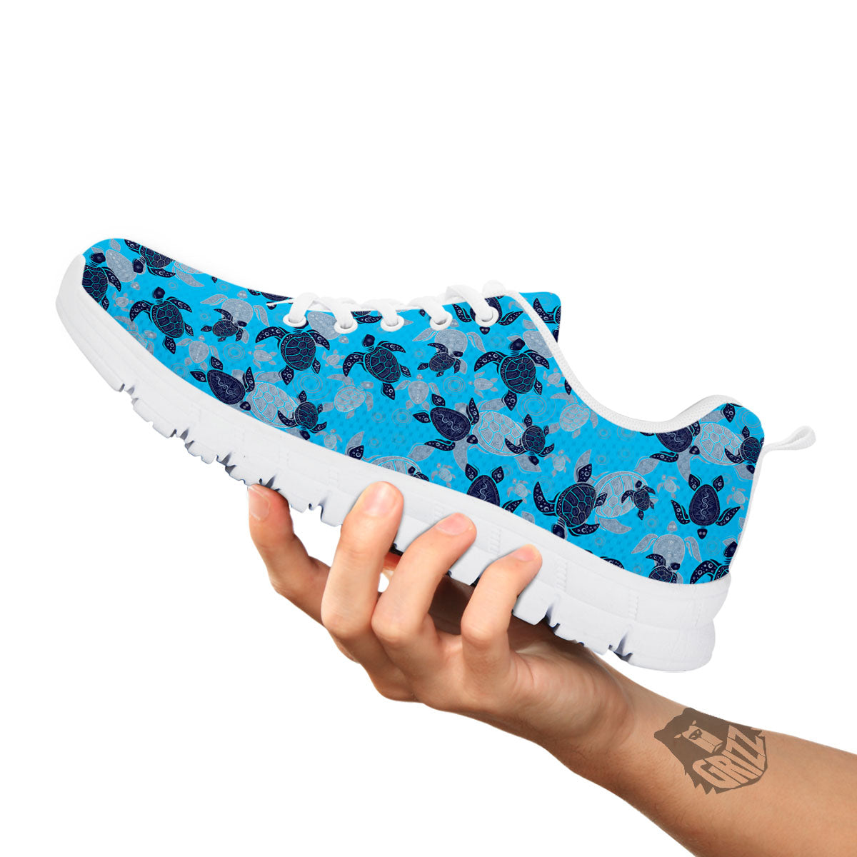 Turtle Blue Sea Print Pattern White Sneaker-grizzshop