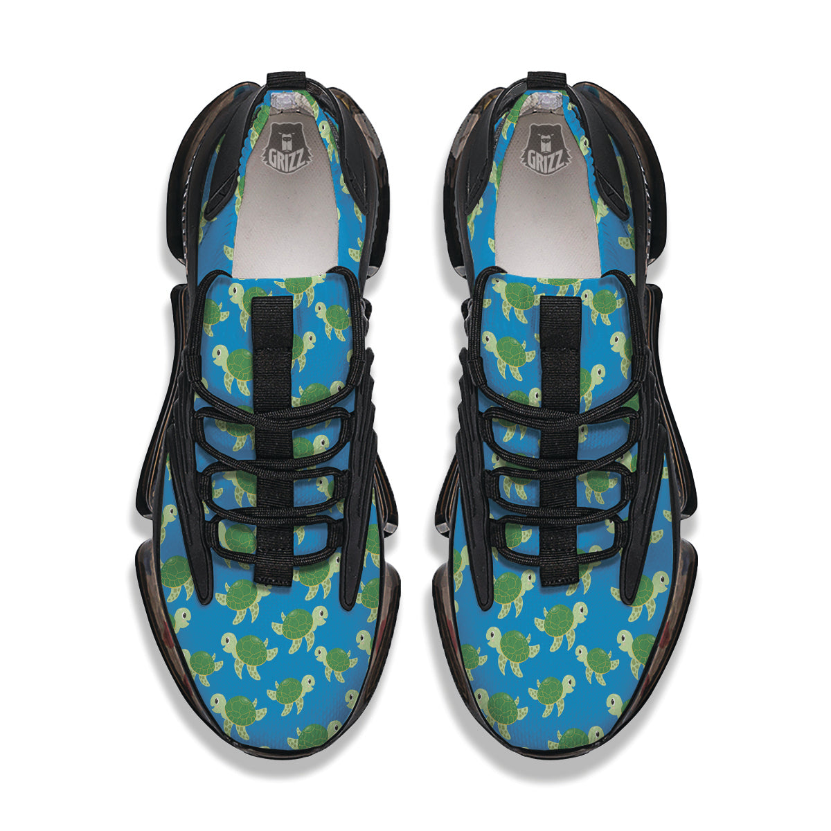 Turtle Cartoon Print Pattern Black Gym Shoes-grizzshop