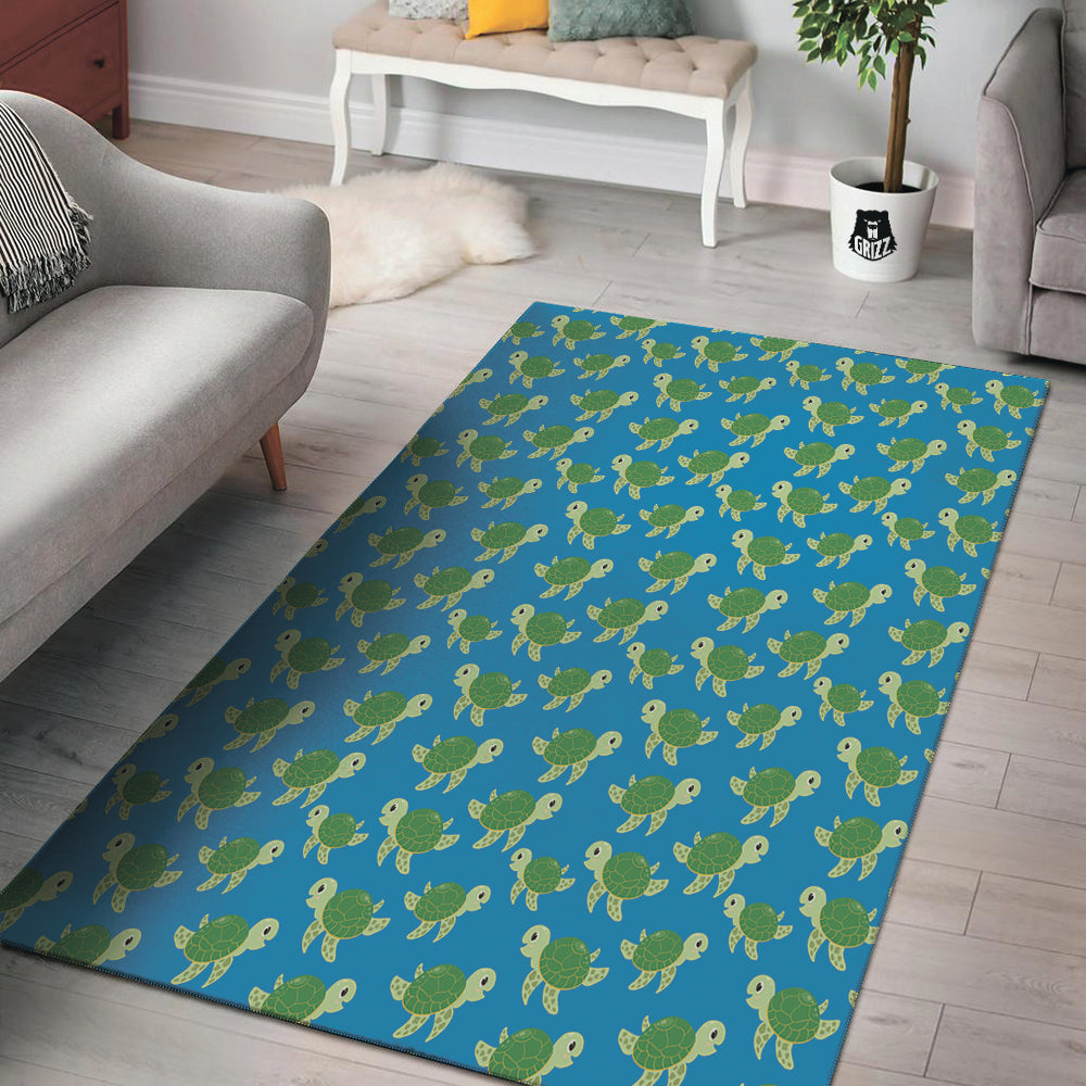 Turtle Cartoon Print Pattern Floor Mat-grizzshop