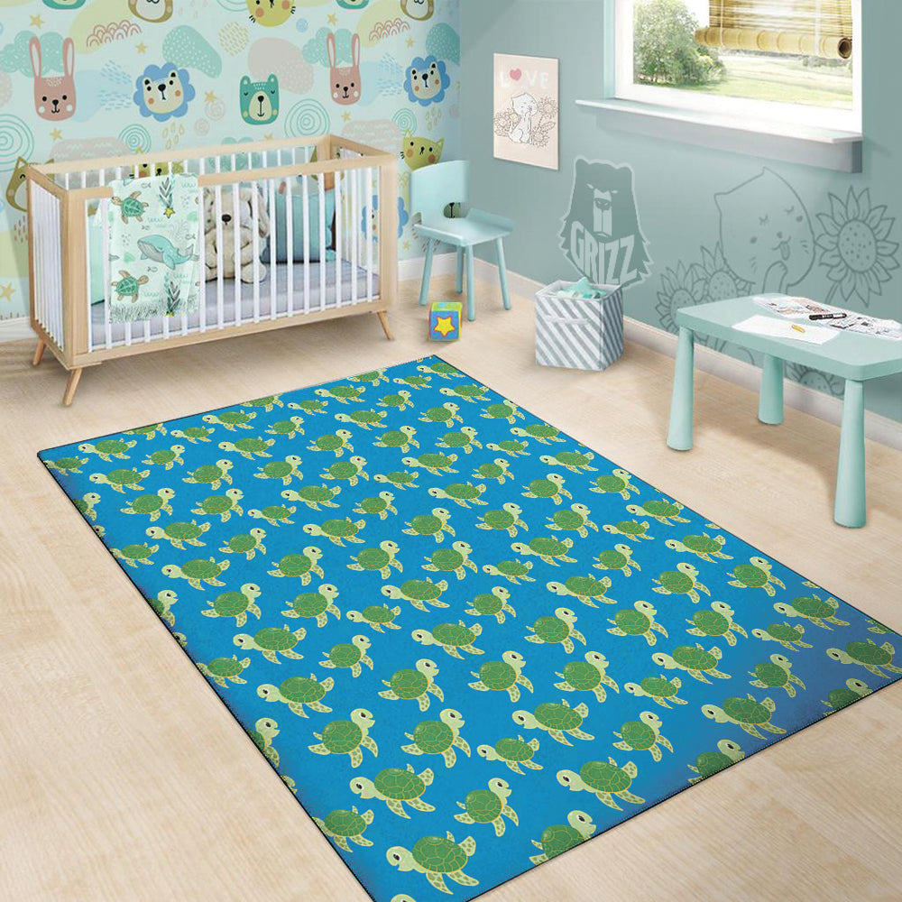 Turtle Cartoon Print Pattern Floor Mat-grizzshop