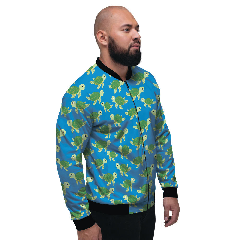 Turtle Cartoon Print Pattern Men's Bomber Jacket-grizzshop