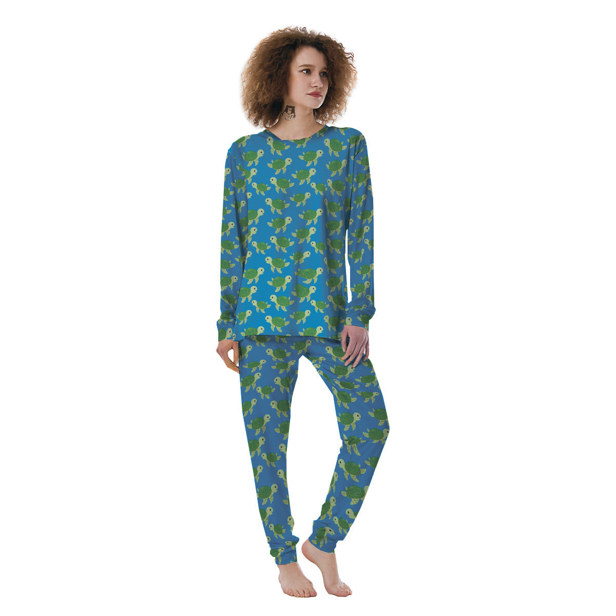 Turtle Cartoon Print Pattern Women's Pajamas-grizzshop