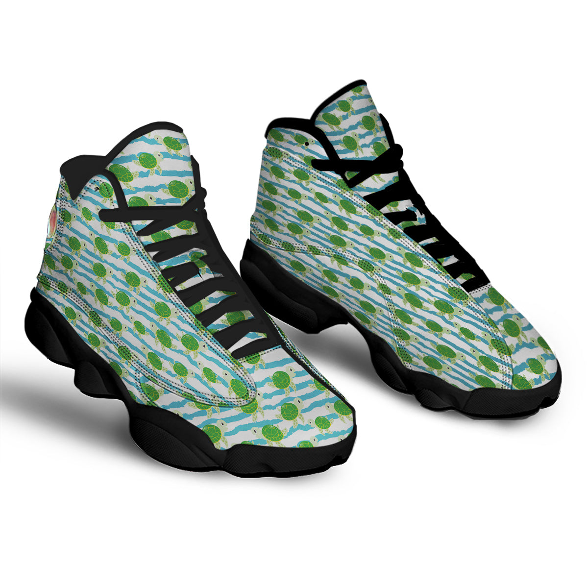 Turtle Cute Sea Print Pattern Black Basketball Shoes-grizzshop