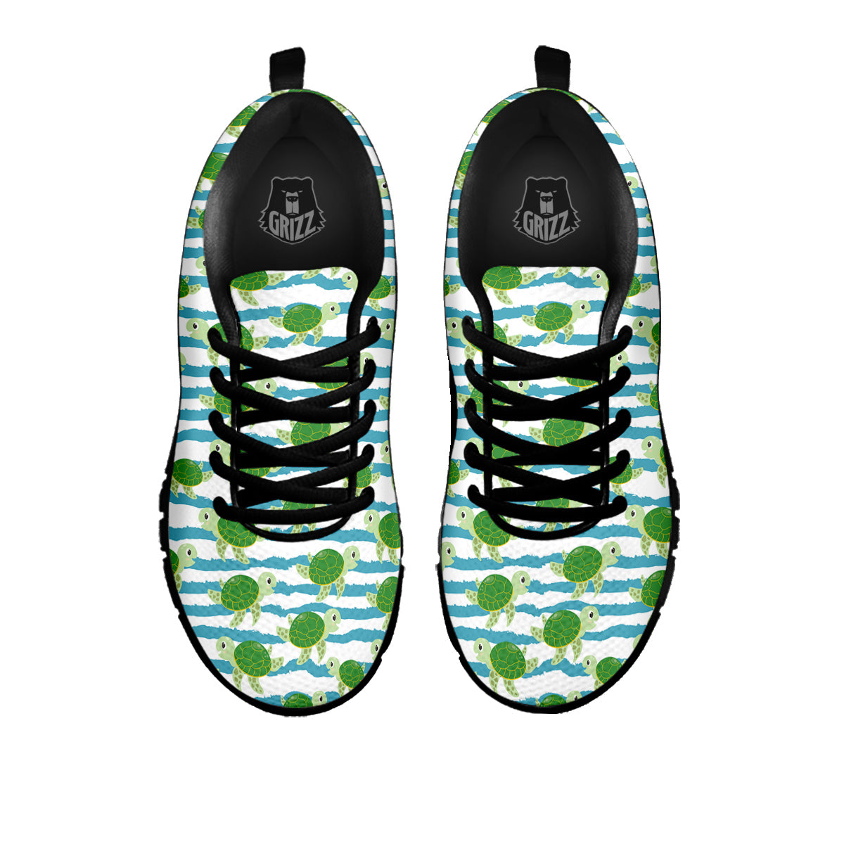 Turtle Cute Sea Print Pattern Black Sneaker-grizzshop
